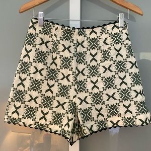 Zara High Waist Embroidered Shorts